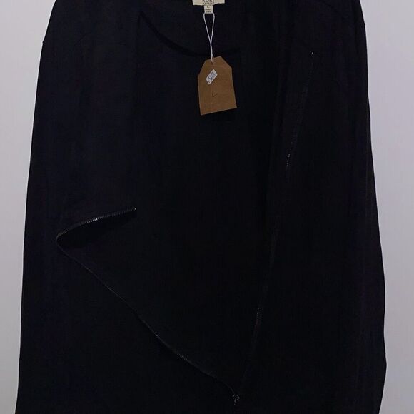 Kori America Women's Black Faux Suede Asymmetrical Zip Jacket Size Large NWT - Picture 10 of 10